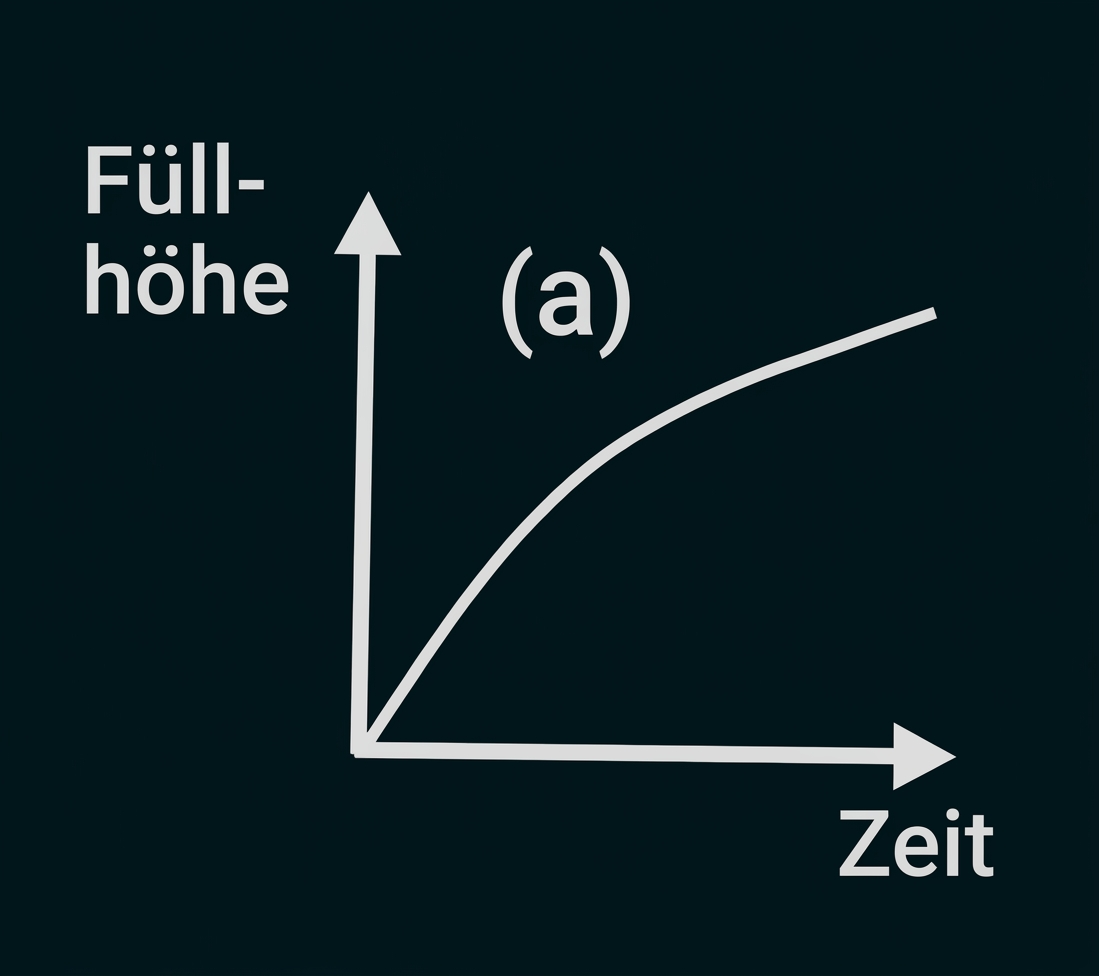 Diagramm mit Kurve zur Füllhöhe in Abhängigkeit von der Zeit